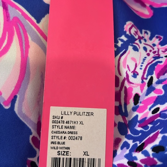 Lilly Pulitzer Girls Caesara Dress size M (6-7) & XL Iris Blue Wild Within NWT - Picture 10 of 11
